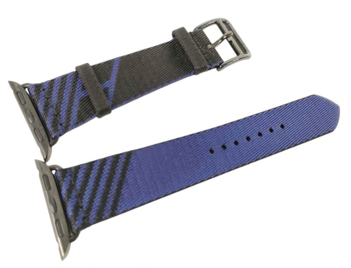 Hermes Blue and Black Canvas Apple Watch Band - 40mm