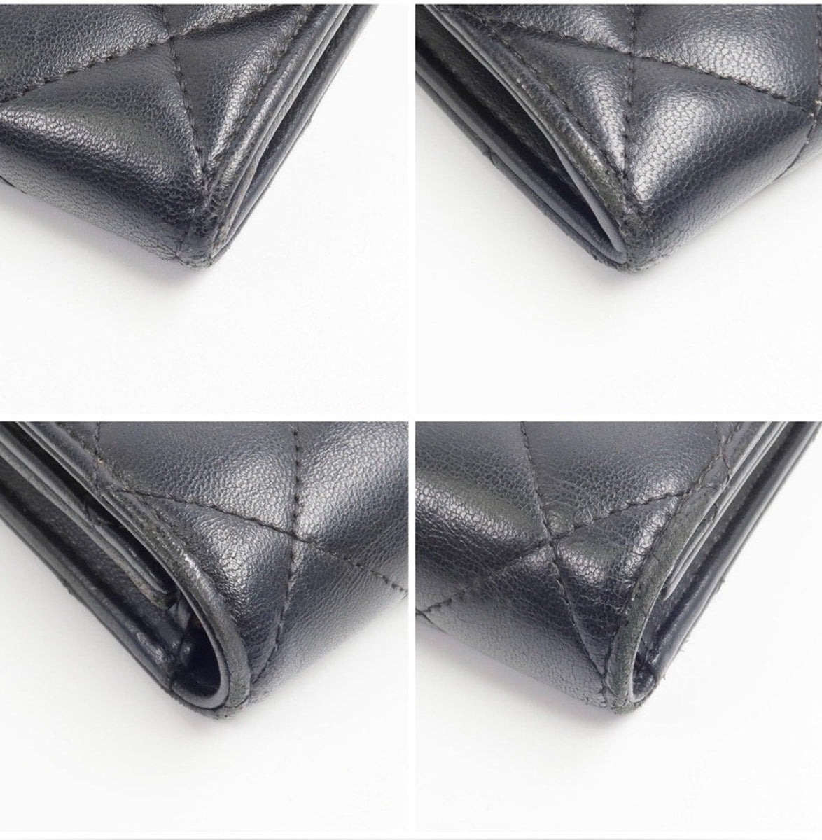 Chanel Black Quilted Lambskin Leather Flap Wallet