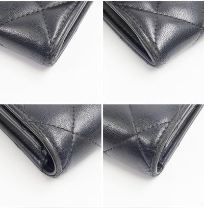 Chanel Black Quilted Lambskin Leather Flap Wallet