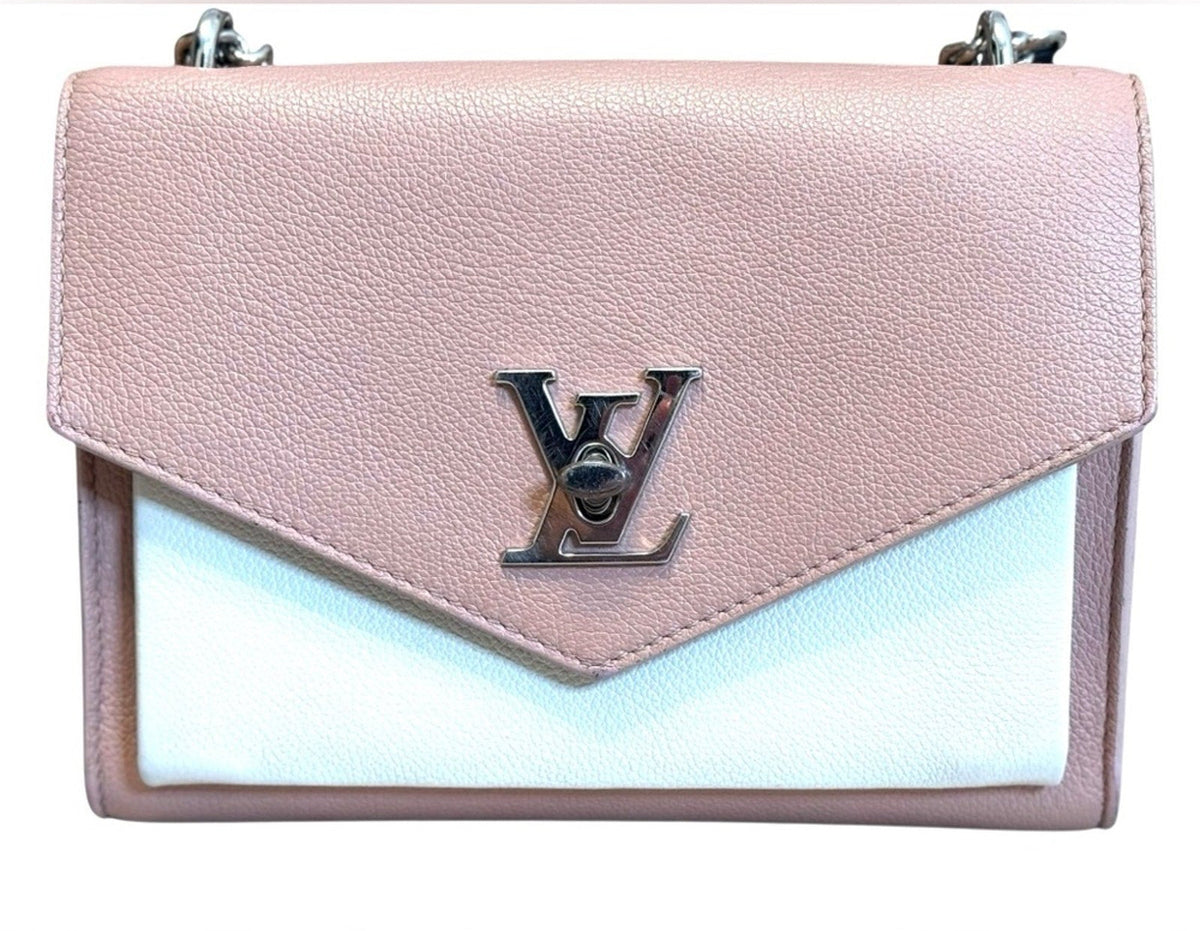 Louis Vuitton Pink and White Leather Mylockme Chain Shoulder Bag