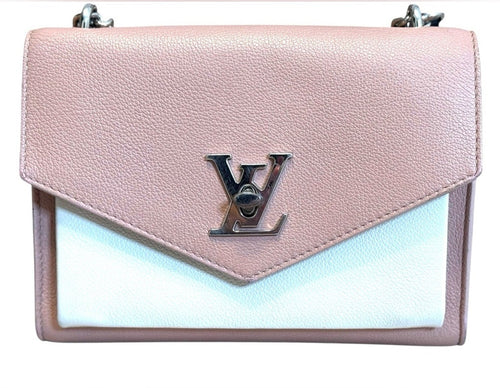 Louis Vuitton Pink and White Leather Mylockme Chain Shoulder Bag