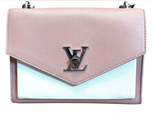 Louis Vuitton Pink and White Leather Mylockme Chain Shoulder Bag