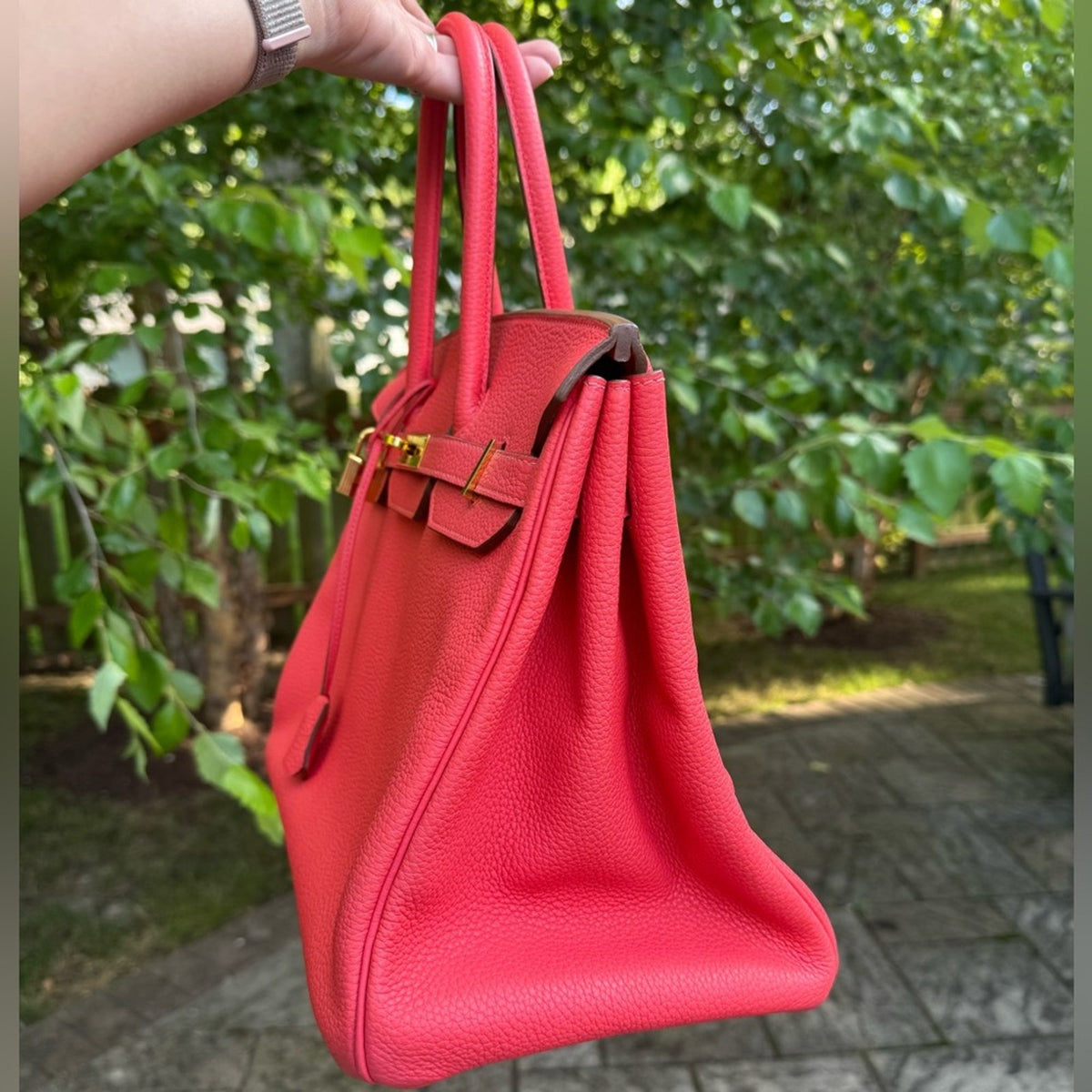 Hermes Birkin 35 Handbag Clemence Leather GHW Rose Jaipur