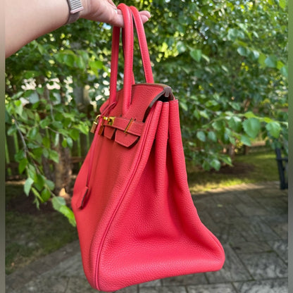 Hermes Birkin 35 Handbag Clemence Leather GHW Rose Jaipur