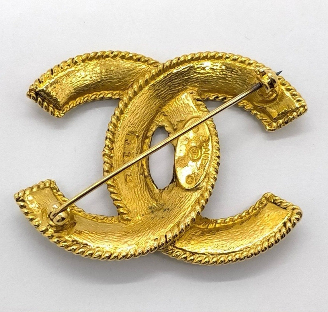 Chanel Gold-Plated CC Logo Brooch