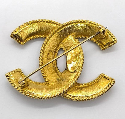 Chanel Gold-Plated CC Logo Brooch