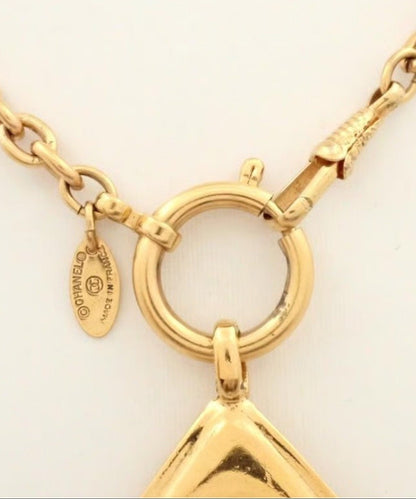 Chanel Vintage Gold-Plated CC Diamond-Shaped Pendant Necklace