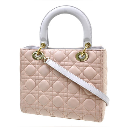 Christian Dior Leather Tricolor Medium Cannage Quilted Lady Dior Handbag