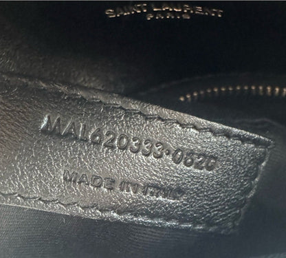 Saint Laurent Black Leather Quilted Toy Loulou Puffer with Silver YSL