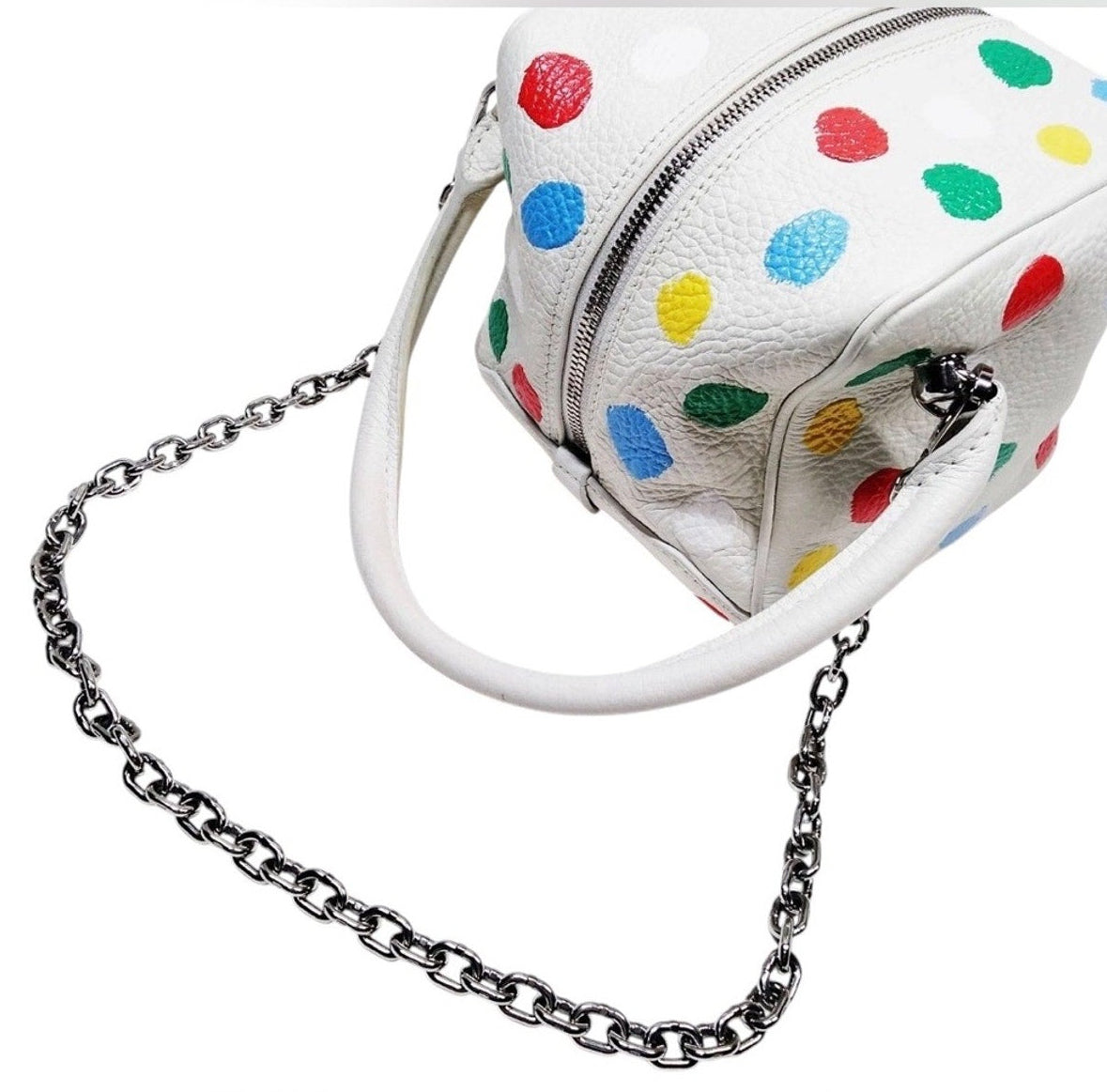 Louis Vuitton x Yayoi Kusama White Monogram Empreinte Leather Square Bag