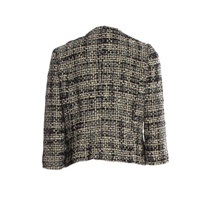 Max Mara Black and White Tweed Jacket with Sequin - US 8