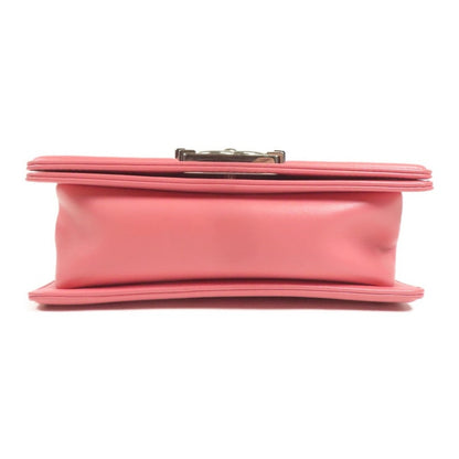 Chanel Pink Lambskin Leather Chevron Quilted Boy Bag Small