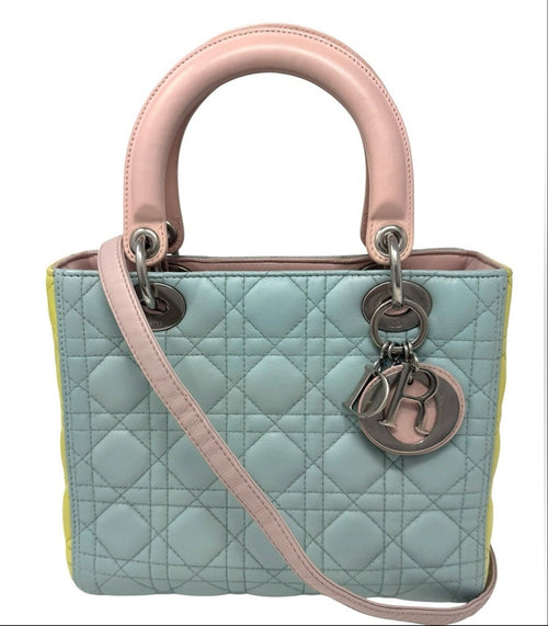 Christian Dior Pastel Tricolor Leather Medium Lady Dior Bag