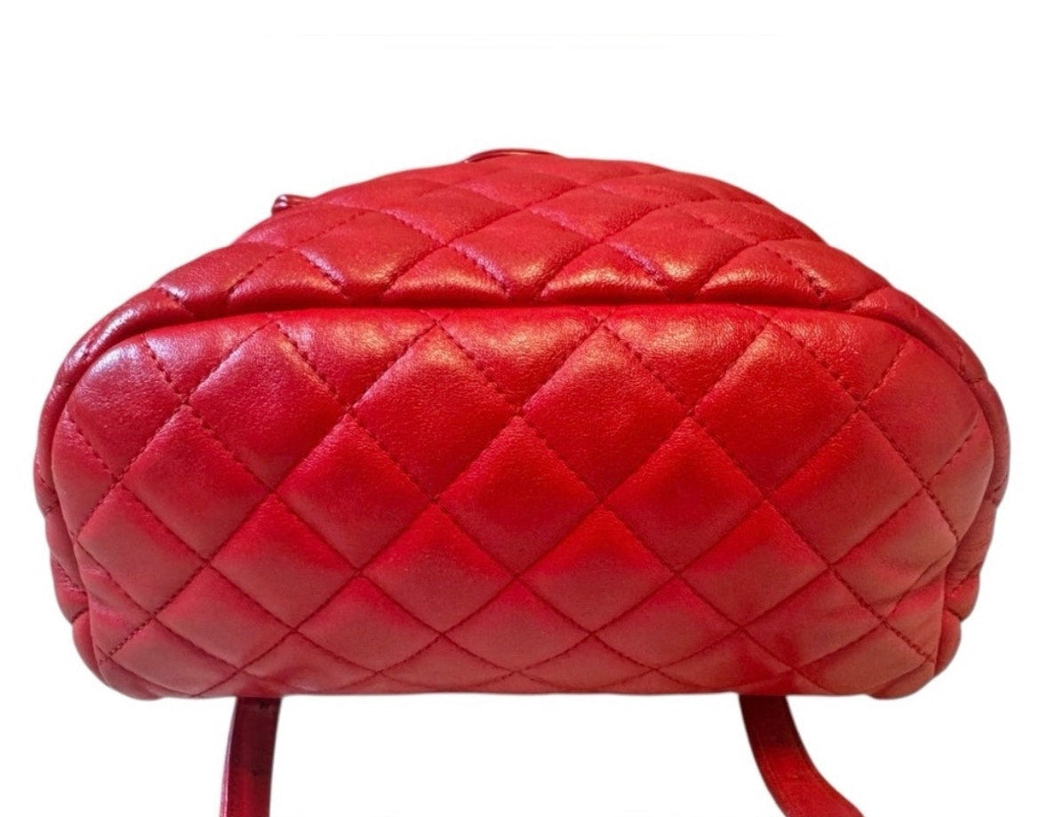 Chanel Red Quilted Lambskin Leather Urban Spirit Backpack Small