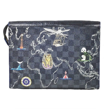 Louis Vuitton Damier Graphite Pochette Voyage Limited Edition Renaissance Map