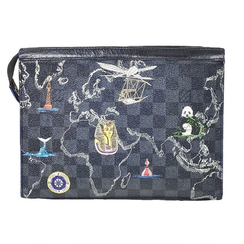 Louis Vuitton Damier Graphite Pochette Voyage Limited Edition Renaissance Map