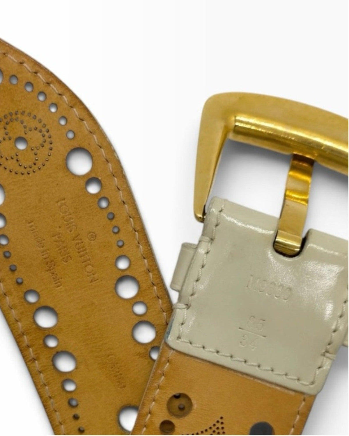 Louis Vuitton Ivory Leather Phoenix Belt - Size 85/34