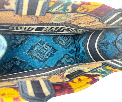 Christian Dior Medium Canvas Embroidered Paisley Book Tote, Blue Multicolor