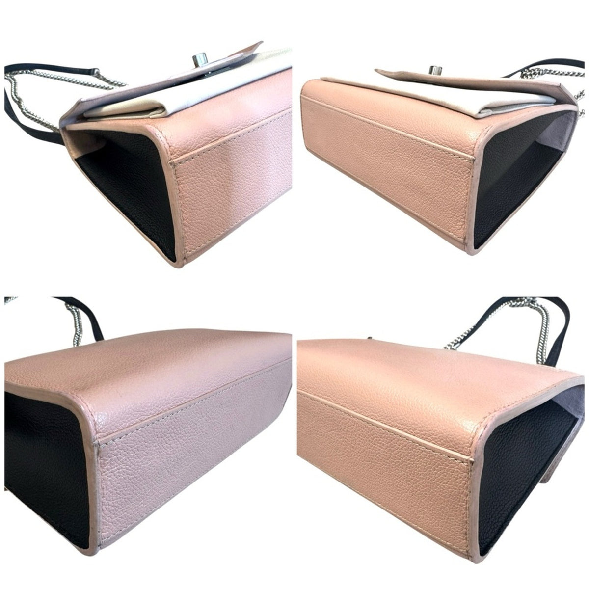 Louis Vuitton Pink and White Leather Mylockme Chain Shoulder Bag
