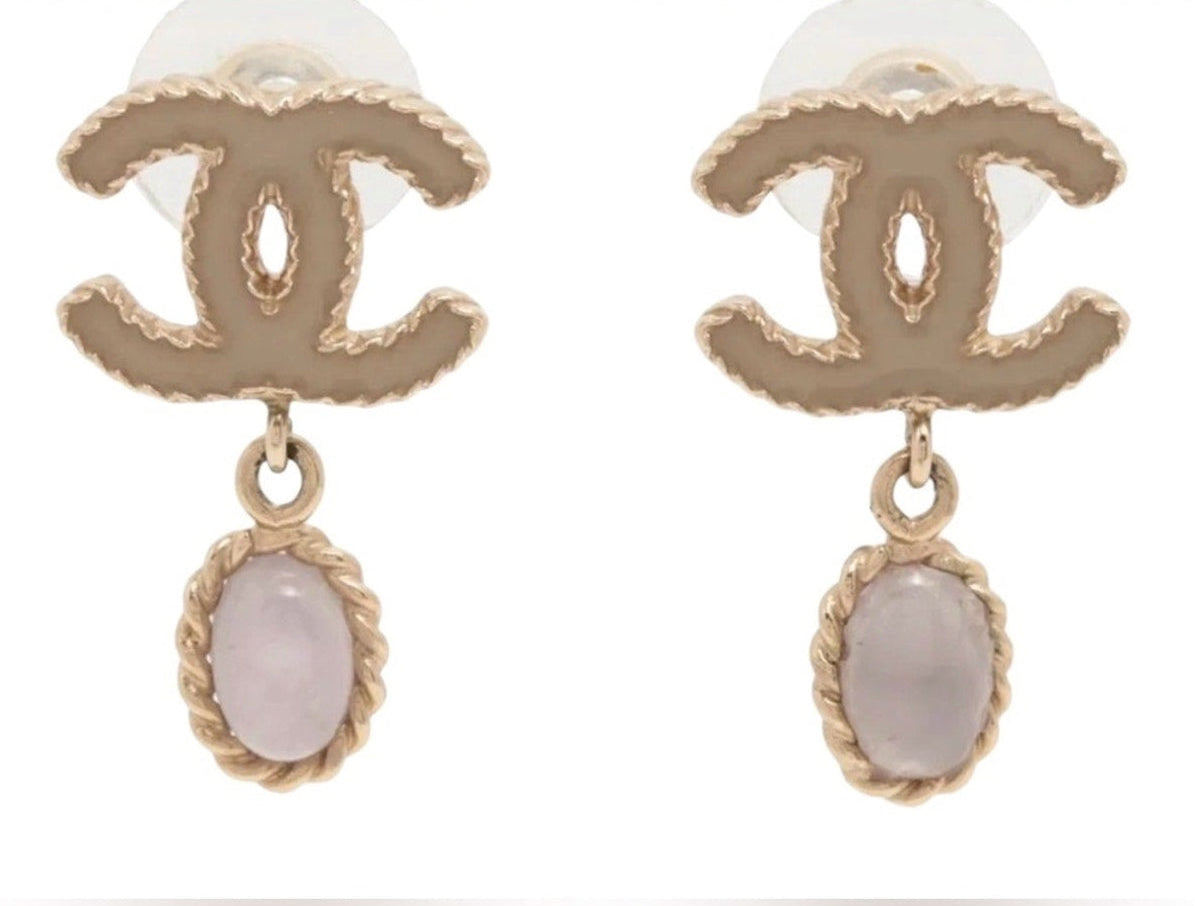 Chanel Gold CC Drop Earrings Pierced