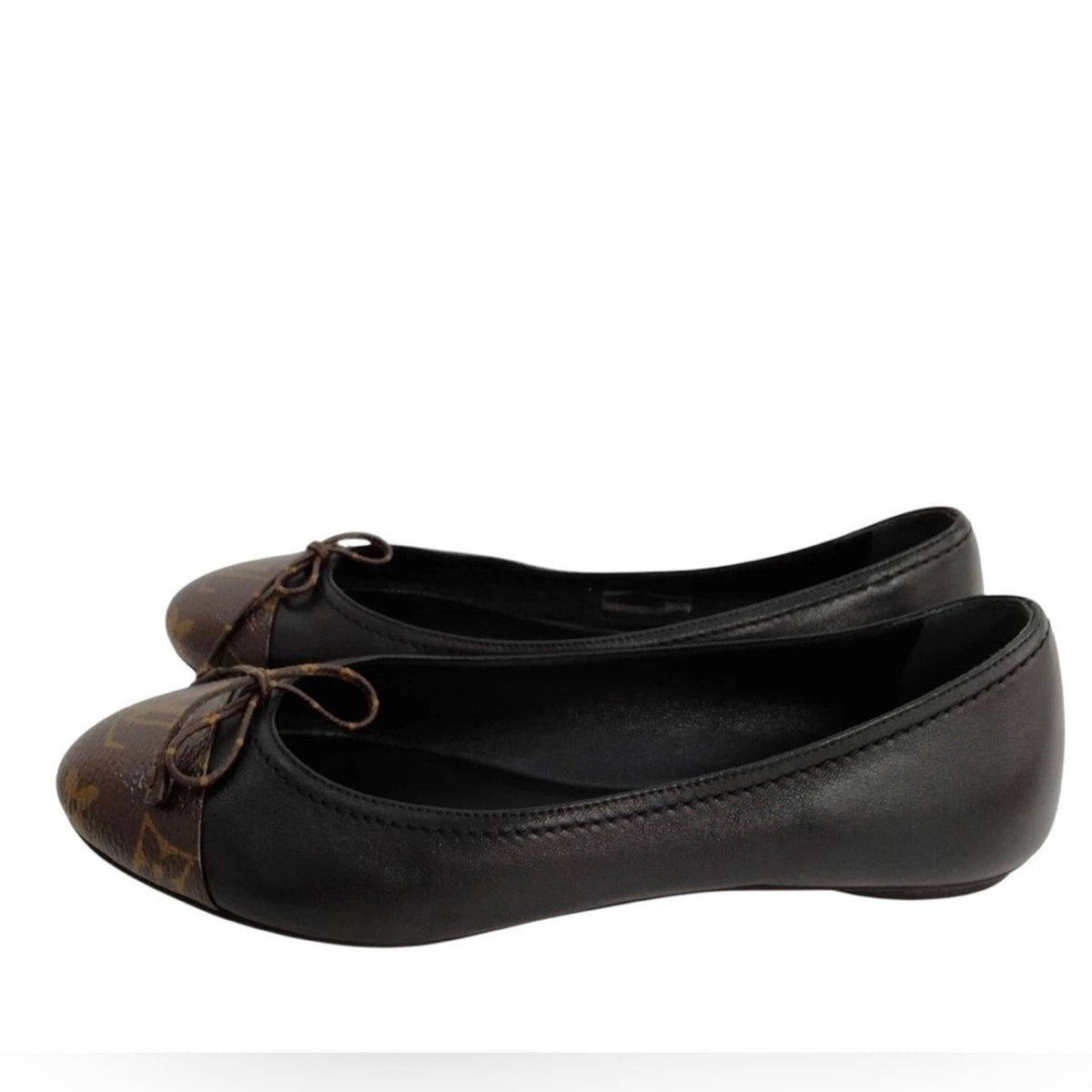 Louis Vuitton Popi Line Monogram and Black Leather Ballet Shoes - Size 36
