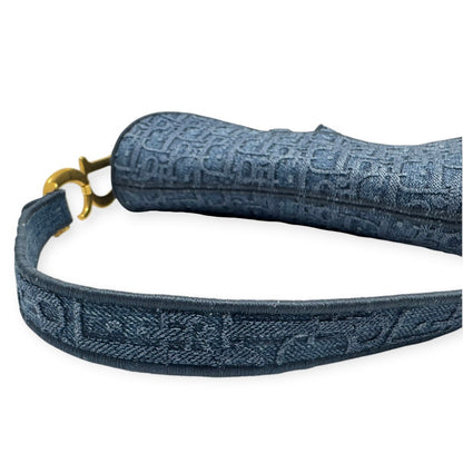 Christian Dior Denim Blue Oblique Embroidered Saddle Bag