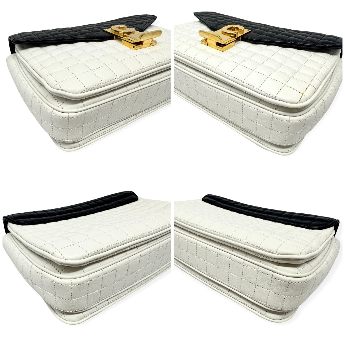 Celine Medium Quilted Leather C Bag Black & White