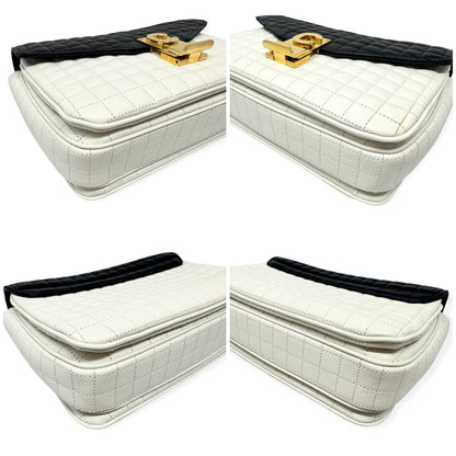 Celine Medium Quilted Leather C Bag Black & White