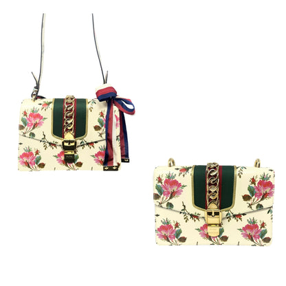Gucci Floral Leather Sylvie Shoulder Bag Small