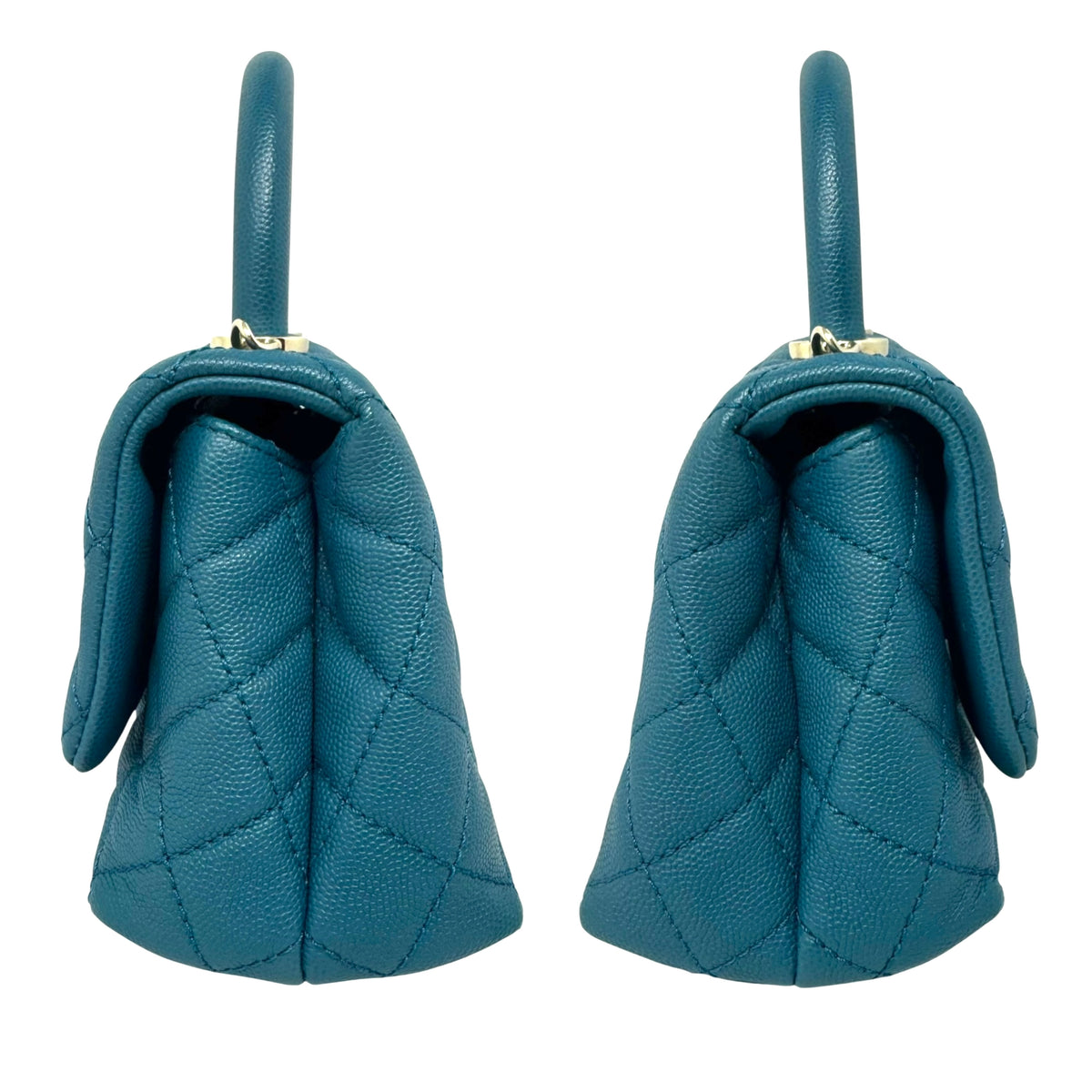 Chanel Caviar Quilted Extra Mini Coco Handle Flap Bag Dark Turquoise Blue