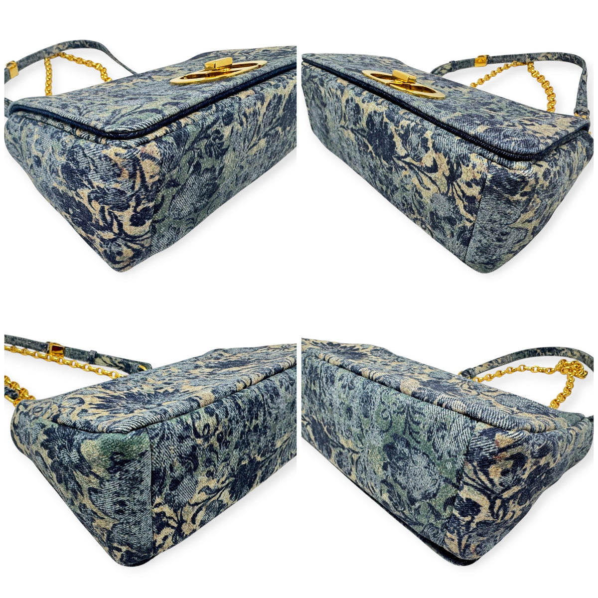 Christian Dior Denim Blue Floral Caro Bag Medium