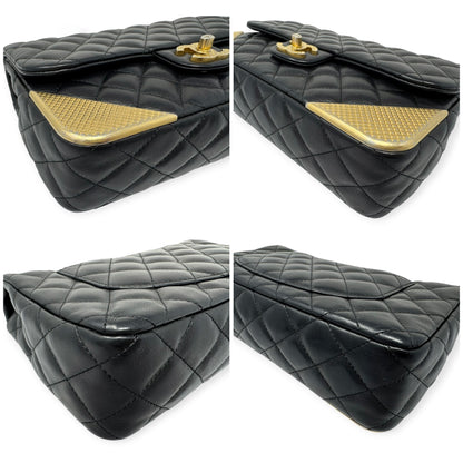 Chanel Black Quilted Calfskin Leather Rock The Corner Medium Flap Bag
