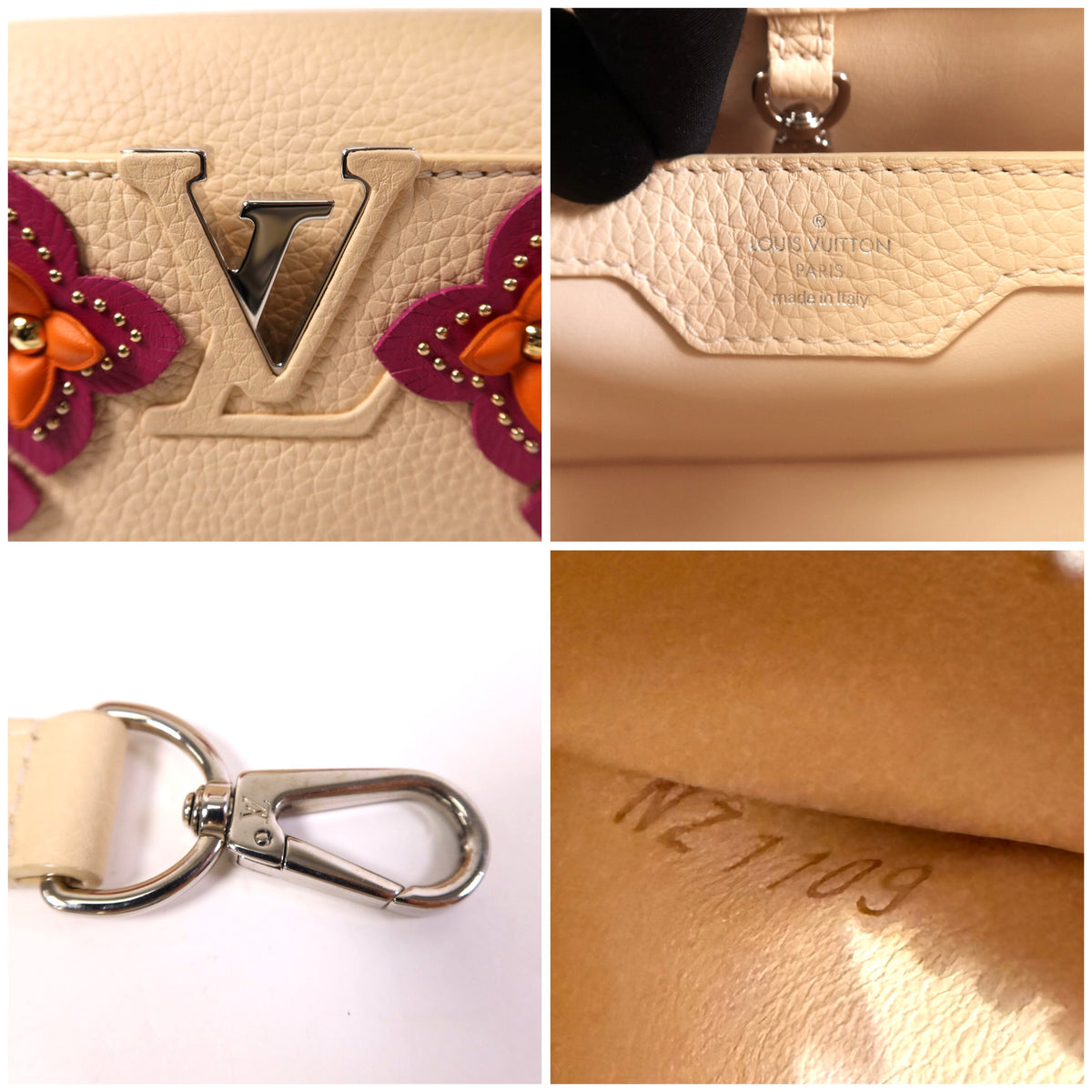 Louis Vuitton Taurillon Leather Mechanical Flowers Capucines BB - Dune