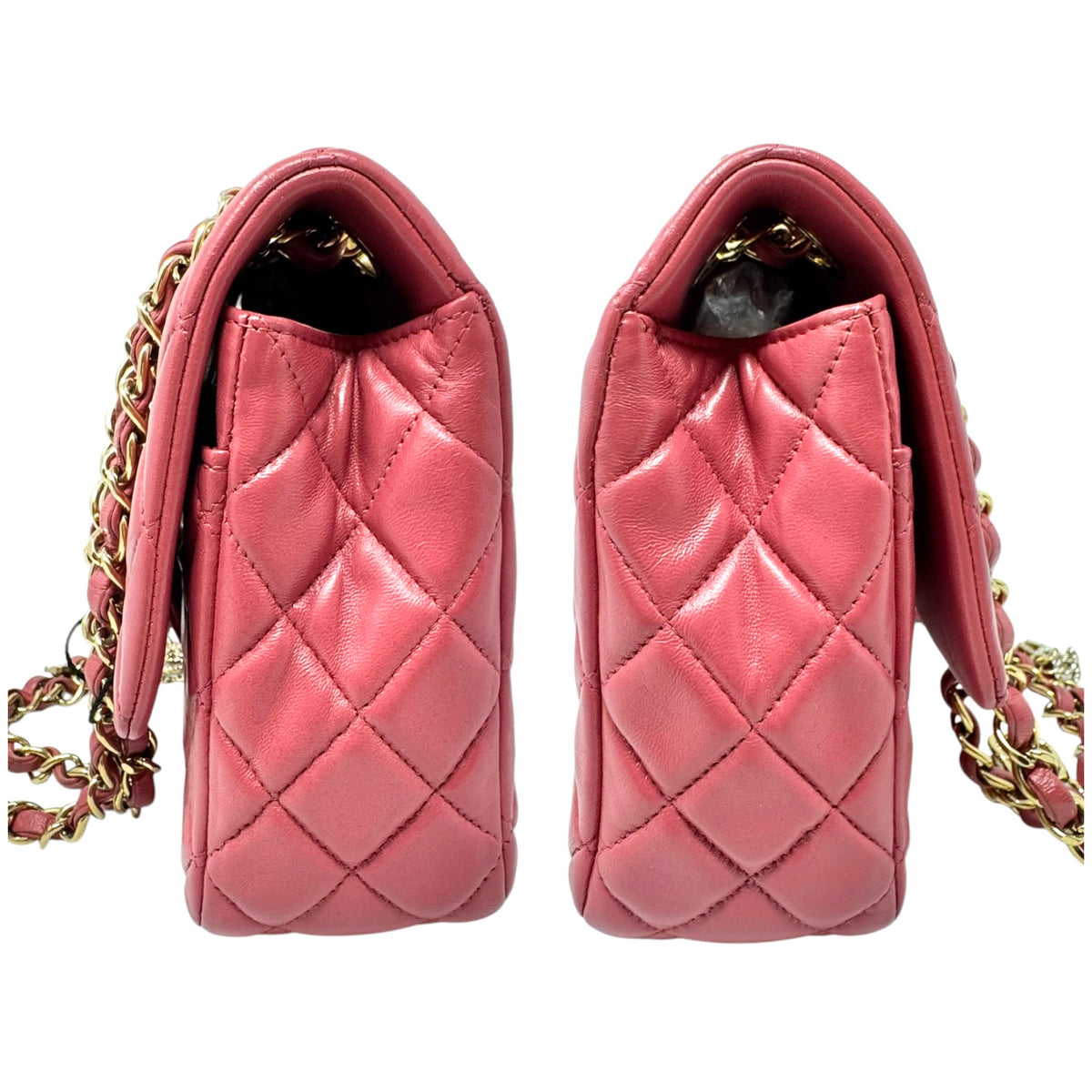 Chanel Pink Quilted Lambskin Valentine Charm Medium Flap Bag