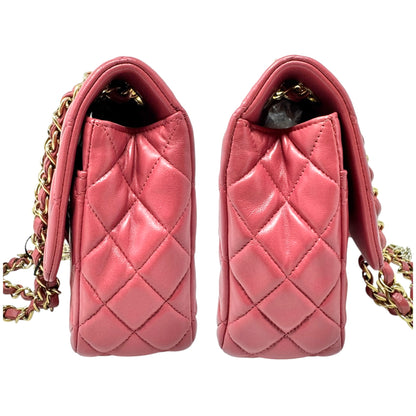 Chanel Pink Quilted Lambskin Valentine Charm Medium Flap Bag