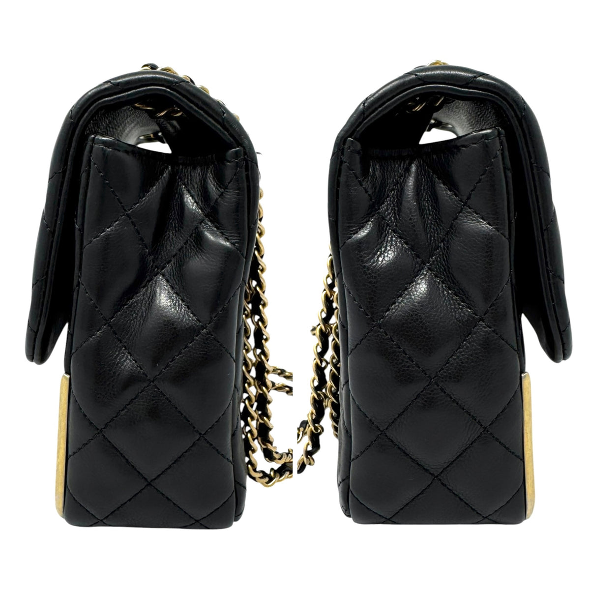 Chanel Black Quilted Calfskin Leather Rock The Corner Medium Flap Bag