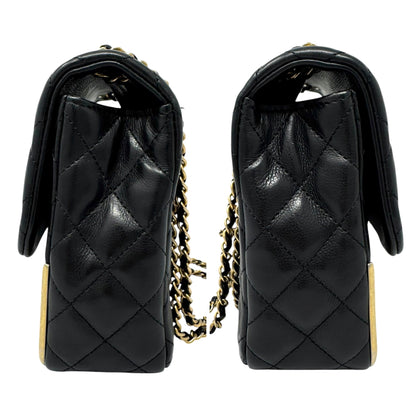 Chanel Black Quilted Calfskin Leather Rock The Corner Medium Flap Bag