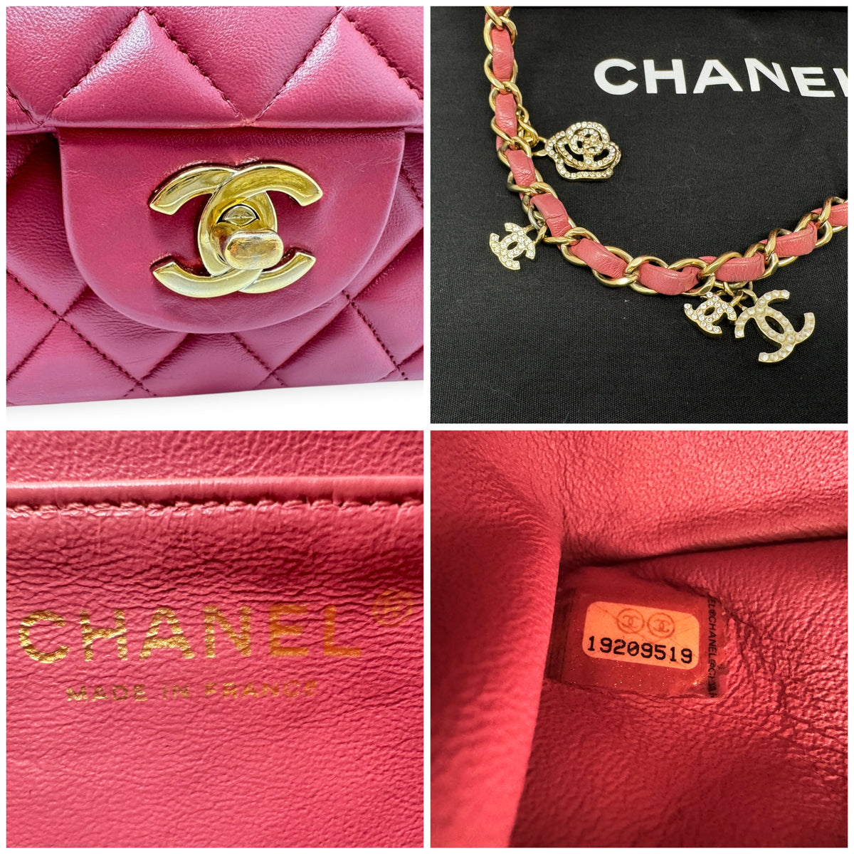 Chanel Pink Quilted Lambskin Valentine Charm Medium Flap Bag