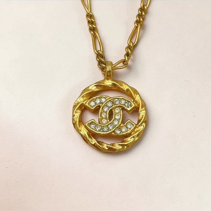 Chanel Gold-Plated Coco Mark Rhinestone Necklace