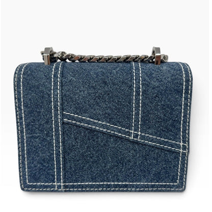 Alexander McQueen Denim Mini Jeweled Knuckle 2-Way Bag