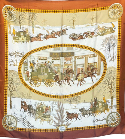 Hermes L’Hiver en Poste Carre 90 Silk Scarf