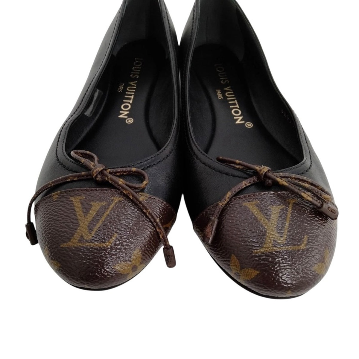 Louis Vuitton Popi Line Monogram and Black Leather Ballet Shoes - Size 36