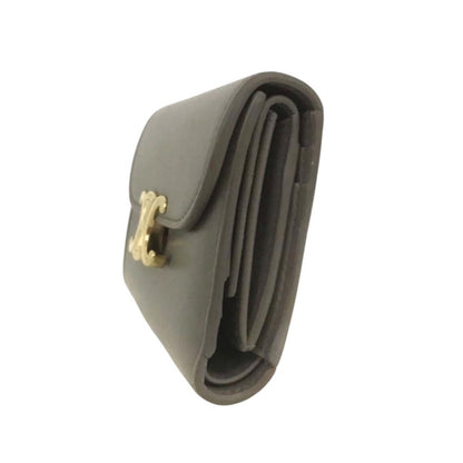 Celine Grey/Brown Leather Small Triomphe Wallet