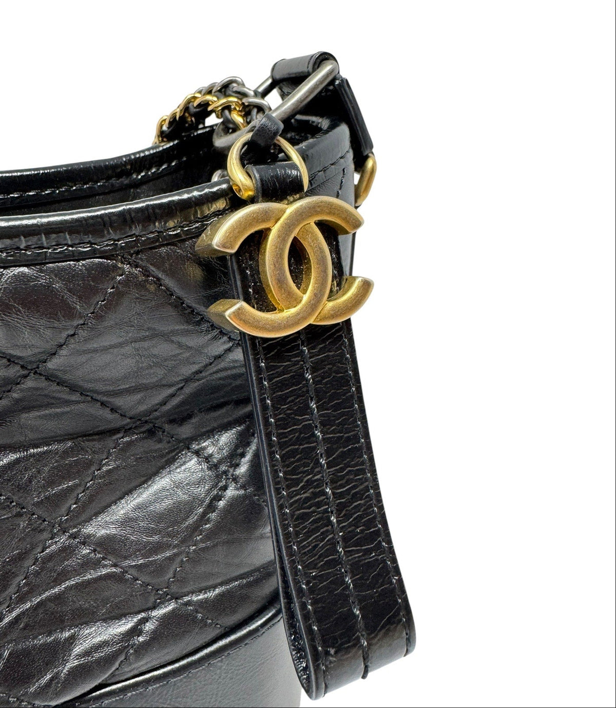 Chanel Small Black Quilted Leather Gabrielle Hobo Bag
