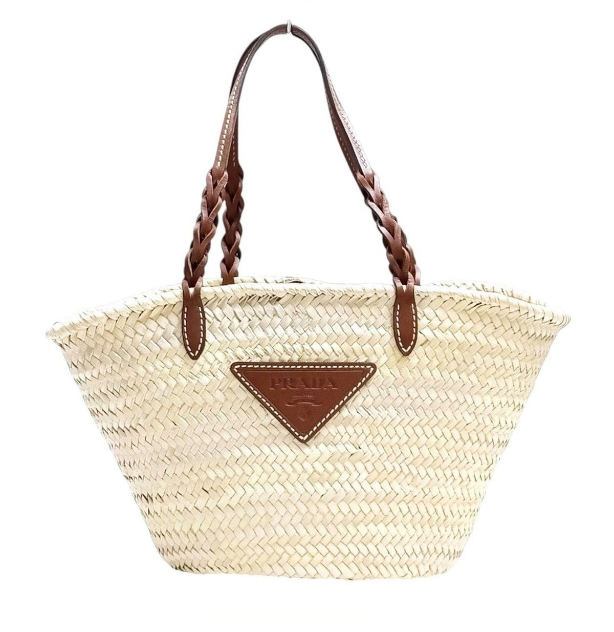 Prada Palmito Raffia Basket Tote