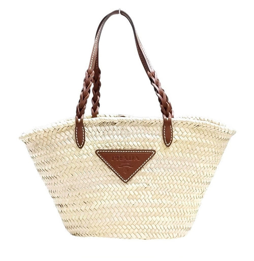 Prada Palmito Raffia Basket Tote