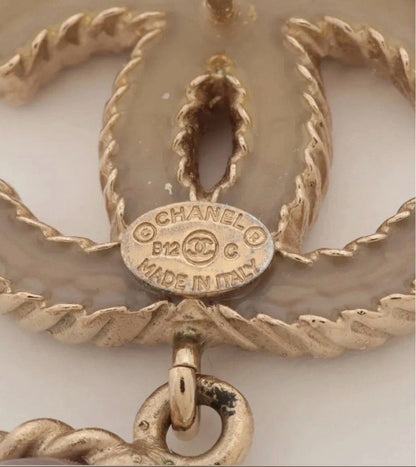 Chanel Gold CC Drop Earrings Pierced