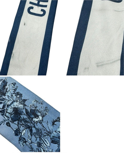 Christian Dior Blue Floral Mitzah Silk Scarf Twilly