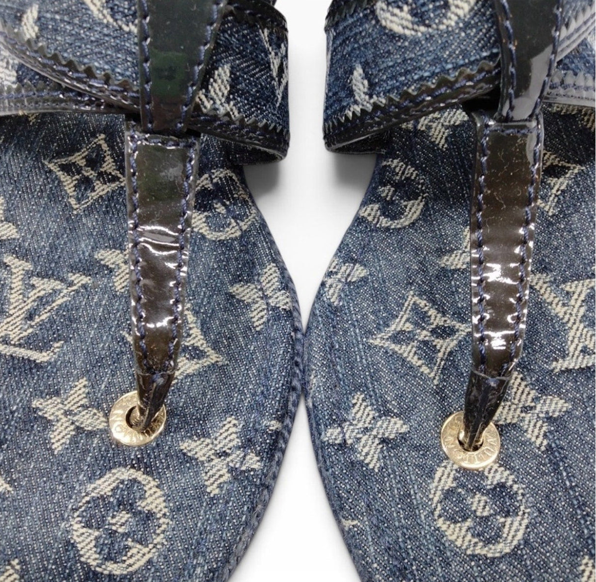 Louis Vuitton Monogram Denim Sandals — Size 36.5