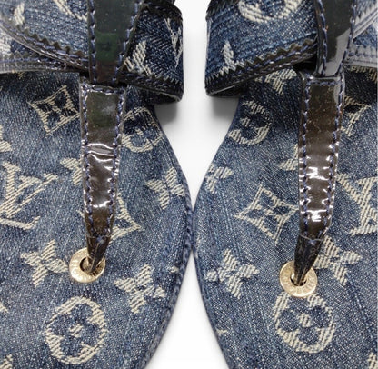 Louis Vuitton Monogram Denim Sandals — Size 36.5